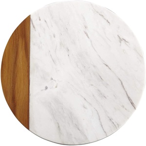 Tabla de cortar de forma circular Diseño de luna creciente PC Material de mármol Utensilios de cocina Agujero colgante Tabla de queso Función de servicio - Product Image 3