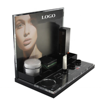 Présentoir cosmétique acrylique de haute qualité avec impression en soie de logo présentoir cosmétique en forme de L acrylique pour le centre commercial