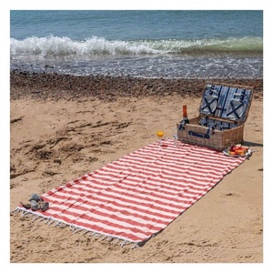 À la mode 100% coton Extra Large Super absorbant microfibre serviette de plage GOTS certifié Durable gland rayé nager adultes maison - Product Image 1