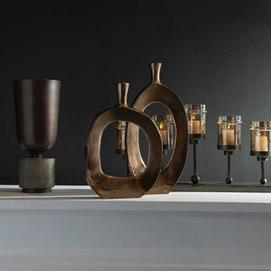 Modern Abstract Metal Vase Set of 2 Handmade Aluminum Decorative Hollow Sculpture Flower Vase For Living Room Hotel Office Decor - Product Image 6