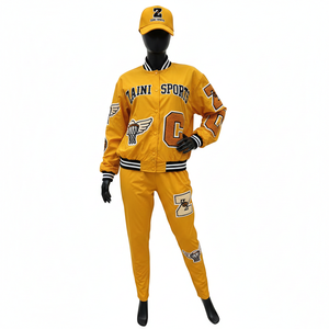 Conjunto de Chaqueta Cortavientos para Mujer, Tela de Satén de Poliéster Suave, Panel Amarillo Dorado, Diseño Libre, Logotipo Bordado, Conjunto de Chaqueta Cortavientos de Talla Grande - Product Image 6