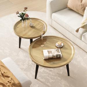 Eco-Friendly Three-legged Pine Wooden Iron <b>Round</b> Modern Coffee <b>Table</b> for <b>Living</b> <b>Room</b> or Balcony Home Furniture - Product Image 4