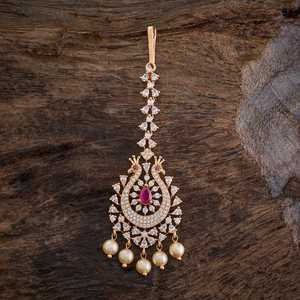 Bijou de mariage en zircon, style Tikka, motif goutte d'eau, finition dorée, référence 175783, pour femme, design intriguant, inspiration hindoue, objet de collection culturel - Product Image 2