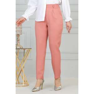 Pantalon décontracté coréen pour femme à double boutonnage, respirant, avec technique froissée, idéal pour le bureau, couleur délavée - Product Image 2