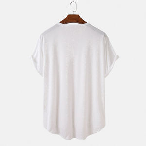 Camiseta lisa de manga corta de retazos de algodón 100% para hombre de nueva fabricación con estampado de logotipo - Product Image 5