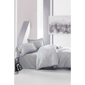 Cotton Box Elegant Satin Double Duvet Cover <b>Set</b> Grey Available in King Queen Twin Sizes for Home Bed <b>Comforter</b> Wedding Use - Product Image 1