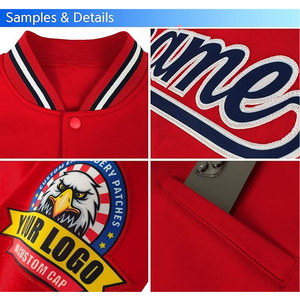 Personalizable Ligero Negro Rojo Varsity Béisbol Bomber Coat Stand Collar Cosido Logo Elegante Carta Diseño para Hombres Chaqueta - Product Image 4