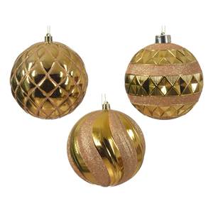 Kaemingk - Bola de Navidad de Plástico de 12 cm, Surtido de Color Dorado Claro, 1 Unidad, 024511, Adorno para Árboles de Navidad - Product Image 1