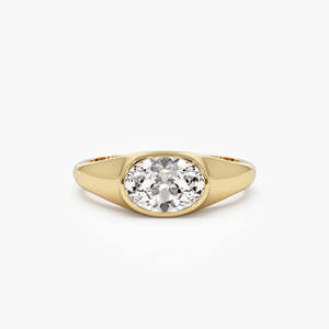 Bague solitaire élégante en or 14 carats avec diamant de laboratoire de forme ovale, 1,00 carat total, couleur E-F, pureté VS, sur mesure pour femme - Product Image 3
