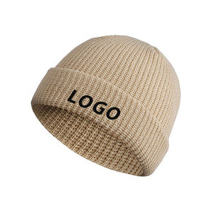 หมวกถักผ้าแจ็คการ์ดสำหรับผู้ชายสำหรับฤดูหนาวหมวกถักลายหัวกะโหลกให้ความอบอุ่นทำจากอะคริลิคบริลิคบริสุทธิ์ปักโลโก้ - Product Image 1