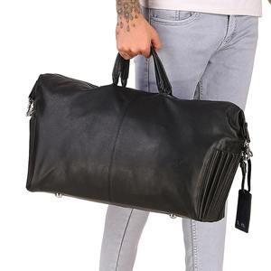 Sac de voyage de luxe en cuir noir pour homme, grand sac de week-end, sac de sport, sac de voyage pour une nuit, sac de transport, bandoulière, résistant à l'eau - Product Image 5
