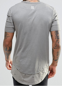 เสื้อยืดชายเสื้อโค้งเข้ารูปสำหรับผู้ชายเสื้อยืดแขนสั้นแห้งเร็วเสื้อยืดขอบโค้งสำหรับใส่ออกกำลังกายในยิม - Product Image 5