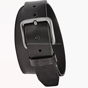 Ceinture décontractée en cuir noir véritable de qualité supérieure pour hommes avec boucle en métal plaqué argent Ceintures et accessoires de luxe faits à la main - Product Image 3