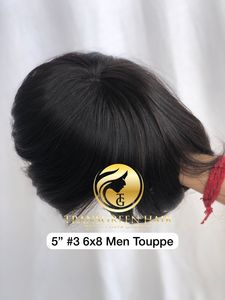 Cabello Virgen Remy Indio de Templo 100% Natural Sin Procesar de Alta Calidad 12A Grado Superior 5'' Color # Extensiones de Cabello para Hombre, 3 Unidades, 6x8 - Product Image 2