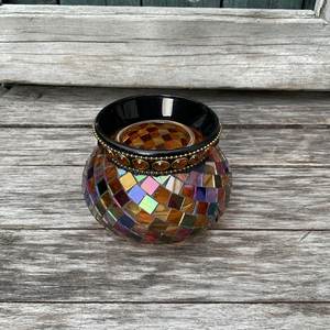 Partylite <b>mosaic</b> <b>glass</b> candle holder, Global Fusion <b>Mosaic</b> <b>Glass</b> <b>Tile</b> Tealight Votive Candle Holder. Brand new. In original box. - Product Image 5