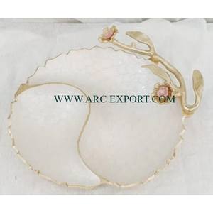 Tazón de comida grande martillado de Metal de calidad Superior con asas de hojas doradas para vajilla casera, tazones y platos para servir alimentos - Product Image 6