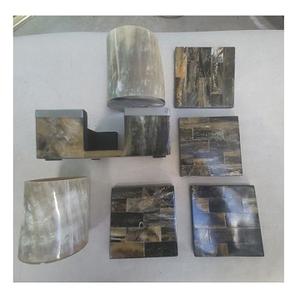 Ensemble de sous-verres en corne écologique de haute qualité pour la maison Restaurant couleur naturelle polie sous-verres en corne motif bols assiettes pour - Product Image 2