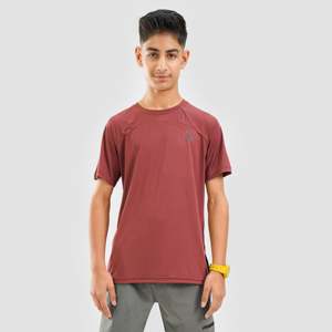 Camiseta Deportiva Youth Advantage de Peso Pesado 100% Poliéster en Color Granate con Etiqueta Personalizada Estilo Hip Hop con Patrón Sólido Comprimido - Product Image 1