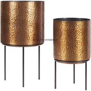 Fourniture directe d'usine finition couleur argent brillant poli ensemble de métal de qualité supérieure de 3 pots de fleurs de jardin et approvisionnement de jardinière - Product Image 2