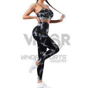 Ensembles de yoga femmes 2 pièces sans couture cravate teinture ensembles d'entraînement réglable à bretelles athlétique Gym Yoga tenues ensembles de vêtements élégants Fitness - Product Image 1