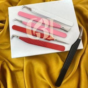 Nouveau revêtement en poudre de différentes couleurs de haute qualité et différents styles pince à épiler d'extension de cils à pointe argentée Instruments de beauté - Product Image 1