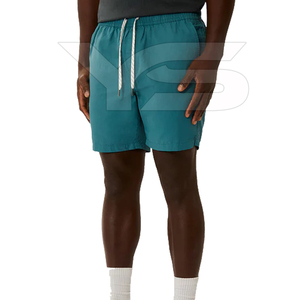 Short décontracté 100% coton pour hommes taille moyenne Short chaud motif respirant Style de rue cordon teint uni solide non tissé - Product Image 5