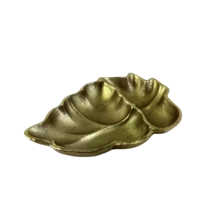 Plato de servicio de aluminio con forma de hoja antigua, platos decorativos de Metal elegantes para el hogar, Hotel, restaurantes, platos y vajilla con Chip Dip - Product Image 3