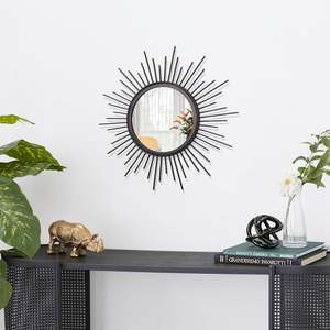 Espejo de Pared Redondo de Metal Decorativo para el Hogar, Acabado Negro, Mejor Proveedor Mayorista de Espejos de la India - Product Image 1