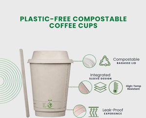 ชุดถ้วยกาแฟกระดาษ80มม. ย่อยสลายได้พร้อมฝาปิดถ้วยชานอ้อยแบบใช้แล้วทิ้งอุปกรณ์สำหรับดื่มกาแฟและน้ำที่เป็นมิตรต่อสิ่งแวดล้อม - Product Image 2