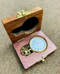 Vintage Brass <b>Pocket</b> <b>Watch</b> with Wooden Box Antique <b>Pocket</b> <b>Watch</b> Men Women Gift - Product Image 4