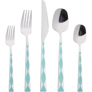 Juego de 5 cubiertos de acero inoxidable, ideal para la cocina, cubiertos recubiertos de color plateado para el hogar, mango simple, precios asequibles - Product Image 4