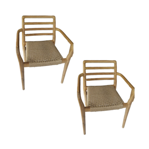 Chaise de salle à manger en rotin avec dossier et accoudoirs en bois pour hôtel mariage salle à manger et restaurant Design moderne simple - Product Image 2