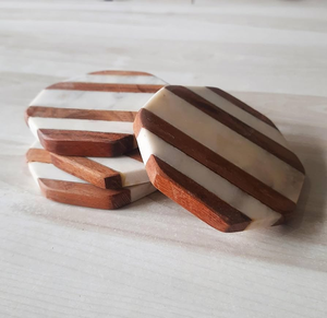 Posavasos decorativo de mármol, posavasos para té y café, posavasos de taza de té de diseño único de lujo, Juego de 4 piezas - Product Image 3