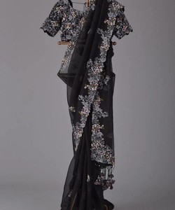 Le plus beau festival porte un sari en coton et soie brodé Sari avec une pièce de chemisier Les femmes indiennes portent des prix bas. Ethnique - Product Image 1