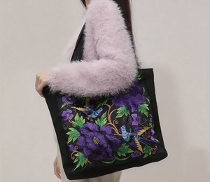 Của phụ nữ thêu Dot mô hình tùy chỉnh logo <span class=keywords><strong>Tote</strong></span> Túi vải bên ngoài Polyester nội thất Trọng lượng nhẹ xây dựng dây đeo vai tay - Product Image 3