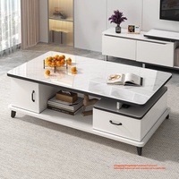 Meuble TV au design contemporain et table basse convertible Combo Ensemble de luxe moderne pour petite maison pour la vie en appartement