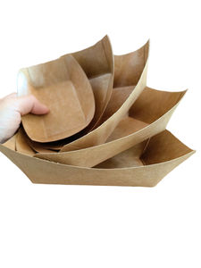 Disposable Kraft Paper Fast Food <b>Tray</b> Rectangular Shape French Fries Snack Boxes Salad Bowls & Cookies Take-Away Square Craft - Product Image 2