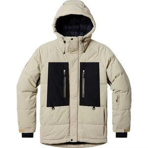 Veste matelassée pour homme de haute qualité, écologique, respirante, en laine, col montant, logo sur le devant, couleur unie, pour l'hiver et les activités de plein air, service OEM - Product Image 3
