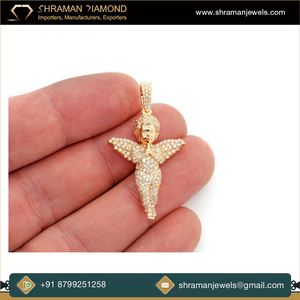 En gros Personnalisé 10K Or Massif Lab Grown Diamant Religieux Pendentif Haute Qualité Glacé Prier Mains Ange Chérubin Personnalité - Product Image 4