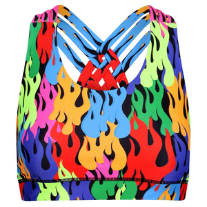 Women's Custom Sublimated <b>Racerback</b> Sports <b>Bra</b> Polyester Spandex Sweat-Wicking Training Yoga Fitness Activewear OEM - Product Image 1