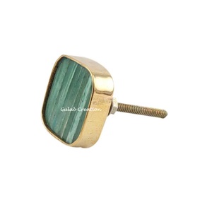 Poignée de tiroir carrée moderne faite à la main en os bleu et laiton pour armoires, commodes et améliorations de quincaillerie domestique - Product Image 5
