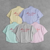Camisa Oxford de Manga Corta con Botones, Estilo Urbano, Personalizada con Impresión y Bordado 3D, Transpirable, Unisex, de Alta Calidad, OEM ODM