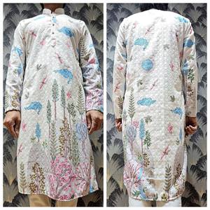 Kurta ดั้งเดิมที่มีการพิมพ์ด้วยงานปักโดย fabzone ขายส่งผู้ส่งออก - Product Image 1