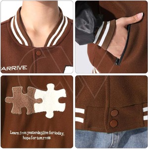 แจ็คเก็ตเบสบอลหนังแท้แบบกำหนดเองสำหรับผู้ชาย พร้อมดีไซน์สำเร็จรูป กันลม สีและโลโก้แบบกำหนดเอง พร้อมสำหรับฤดูหนาว - Product Image 6