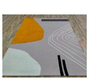 Alfombra Decorativa para el Hogar, Diseño Abstracto Moderno, Color Terracota, 4x6, Textura Suave, Apta para Mascotas, Antideslizante, Pelo Corto, Hecha a Mano - Product Image 1