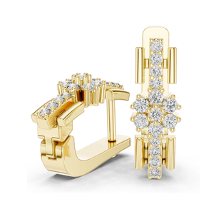 Boucles d'oreilles flocon de neige en diamant de laboratoire 0,296 CT, taille brillant rond, or 10KT, 14KT, 18KT et argent 925, or rose, jaune, blanc - Product Image 2