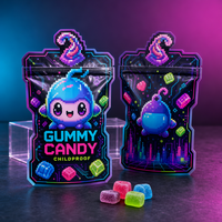 Sachet d'emballage refermable à motif de dessin animé imprimé sur mesure, découpé sur mesure, forme spéciale, résistant aux enfants, pour bonbons gélifiés