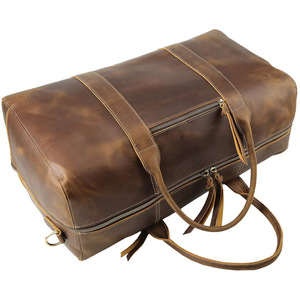 Custom 2in1 Duffel Bag Weekender Expandable Modern Crazy Horse Solid Pattern Fashionable Zipper for Men's Daily <b>Travel</b> Japan - Product Image 5