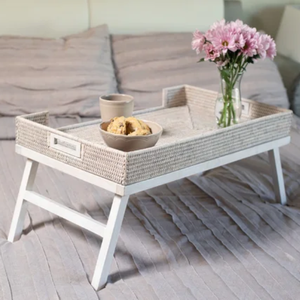 Bandeja de mesa de mimbre tejida a mano, natural, con patas, calidad impecable, para hotel, restaurante, hecha en Vietnam, novedad - Product Image 3