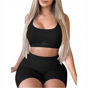 Chándal de 2 piezas para mujer, conjunto de entrenamiento deportivo, pantalones cortos de Yoga - Product Image 2